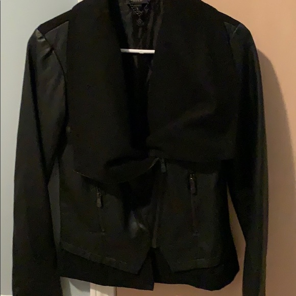 Black pleather and felt jacket - size S - Picture 2 of 3